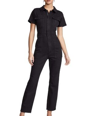 Good American Black Denim Utility Jumpsuit